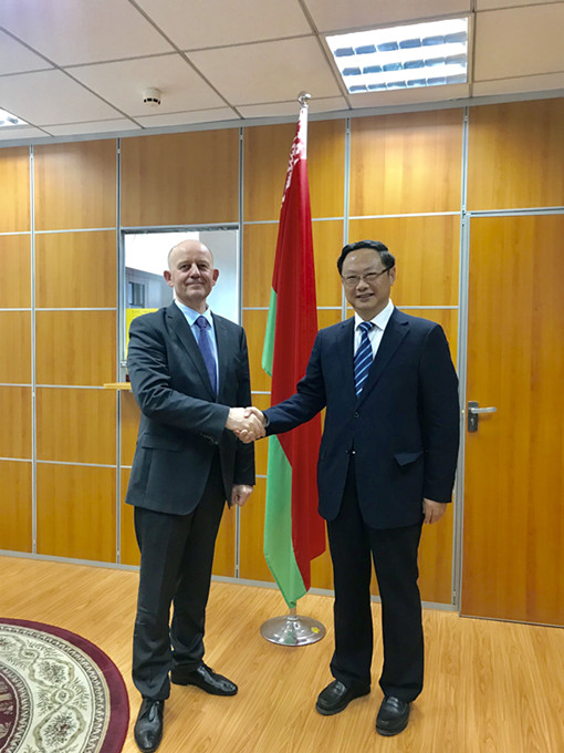 王正喜董事長率隊拜訪白俄羅斯駐上?？傤I事館